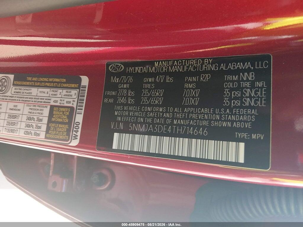 5NMJA3DE4TH714646 2026 HYUNDAI TUCSON photo no. 9