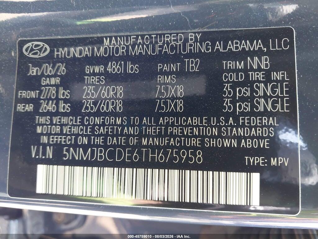 5NMJBCDE6TH675958 2026 HYUNDAI TUCSON photo no. 9