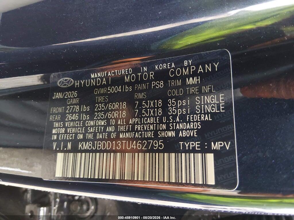 KM8JBDD13TU462795 2026 HYUNDAI TUCSON HYBRID photo no. 9