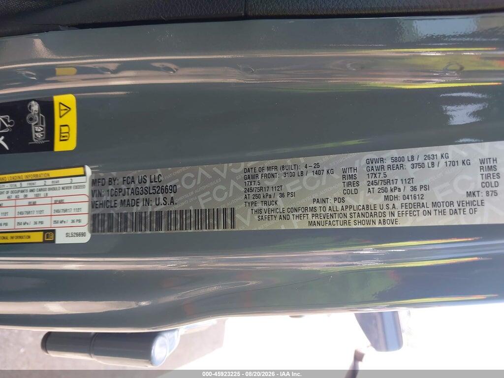 1C6PJTAG3SL526690 2025 JEEP GLADIATOR photo no. 9