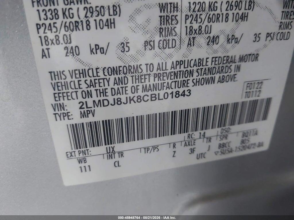 2LMDJ8JK8CBL01843 2012 LINCOLN MKX photo no. 9