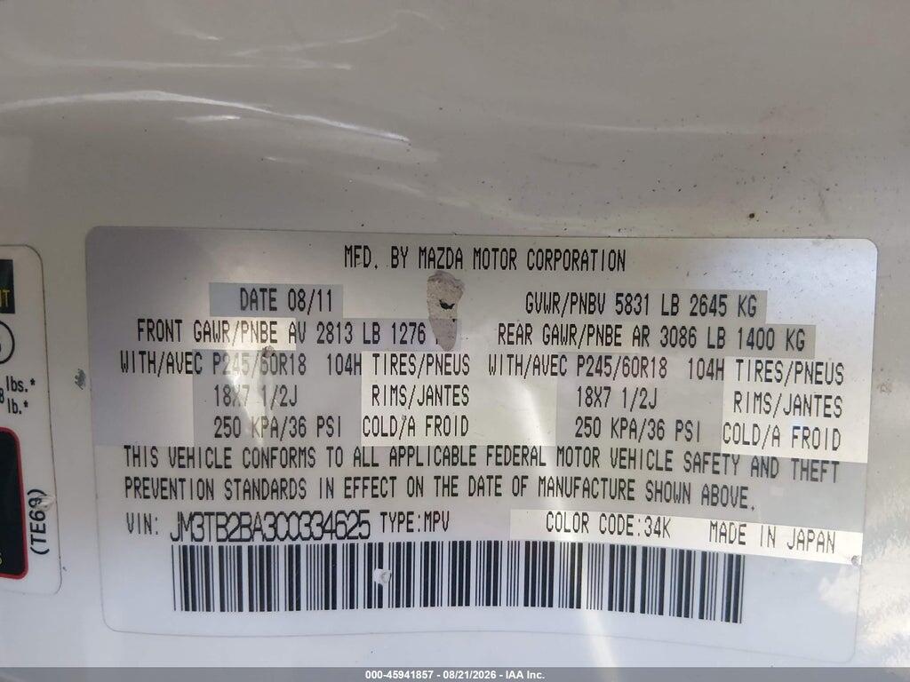 JM3TB2BA3C0334625 2012 MAZDA CX-9 photo no. 9