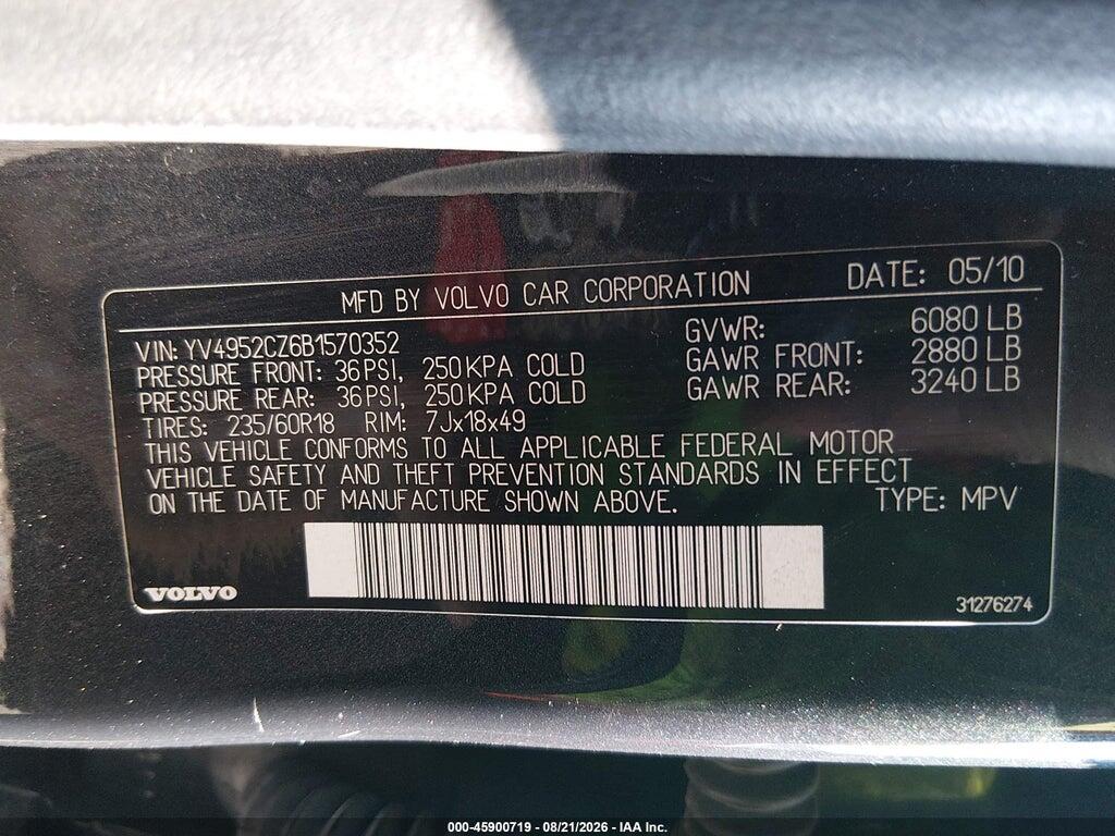 YV4952CZ6B1570352 2011 VOLVO XC90 photo no. 9