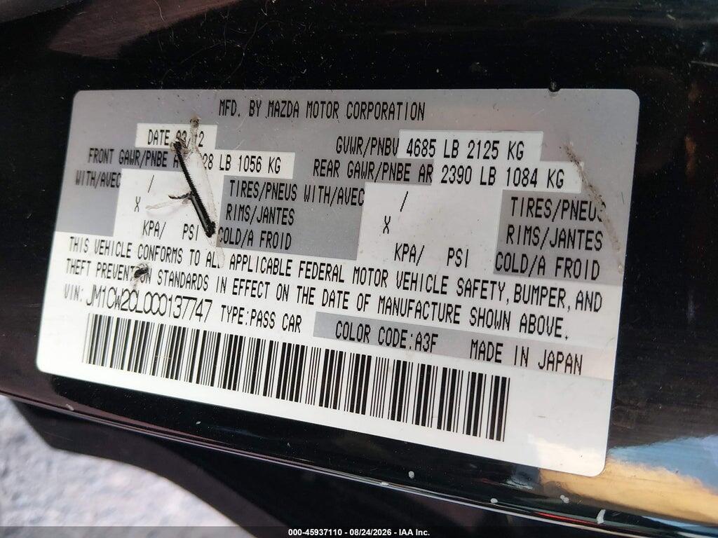 JM1CW2CL0C0137747 2012 MAZDA MAZDA5 photo no. 9