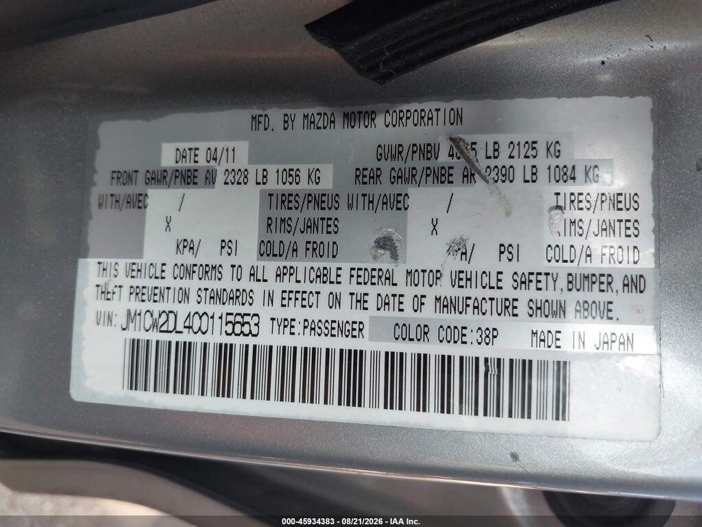 JM1CW2DL4C0115653 2012 MAZDA MAZDA5 photo no. 9