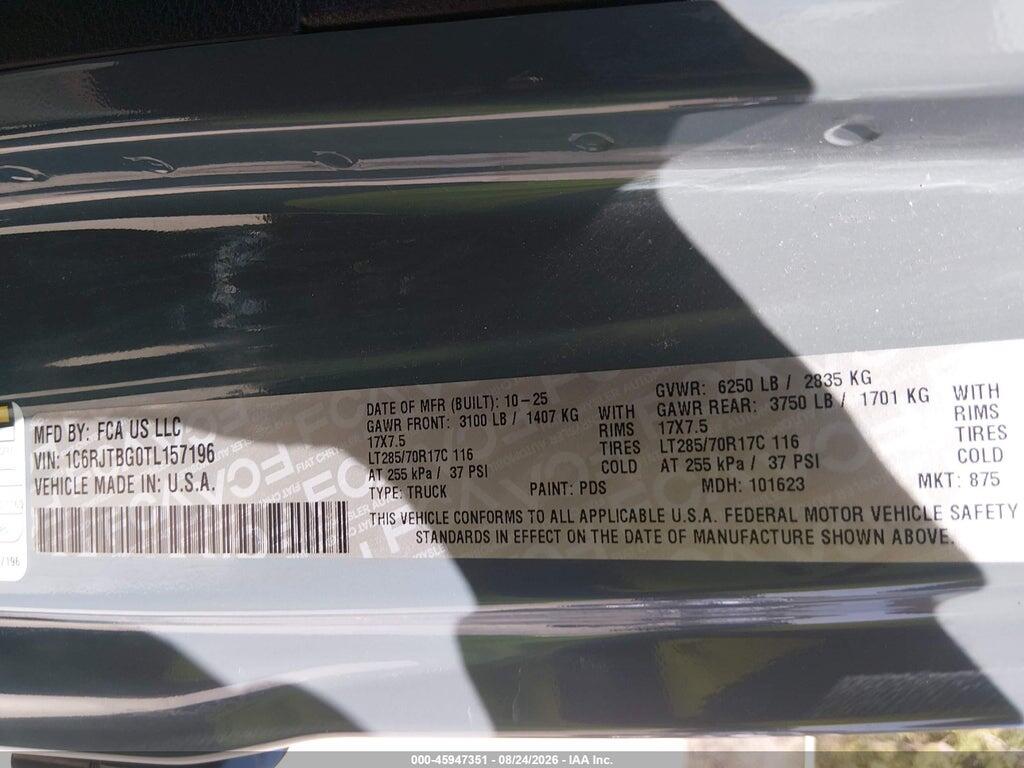 1C6RJTBG0TL157196 2026 JEEP GLADIATOR photo no. 9