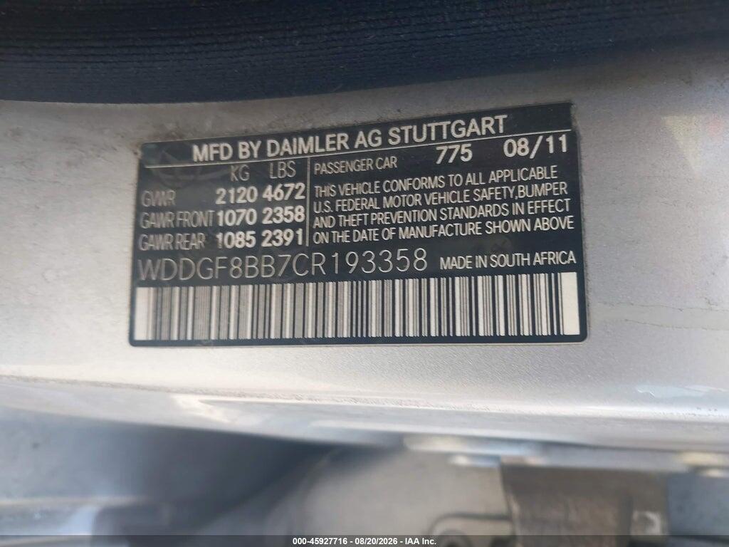 WDDGF8BB7CR193358 2012 MERCEDES-BENZ C 300 photo no. 9