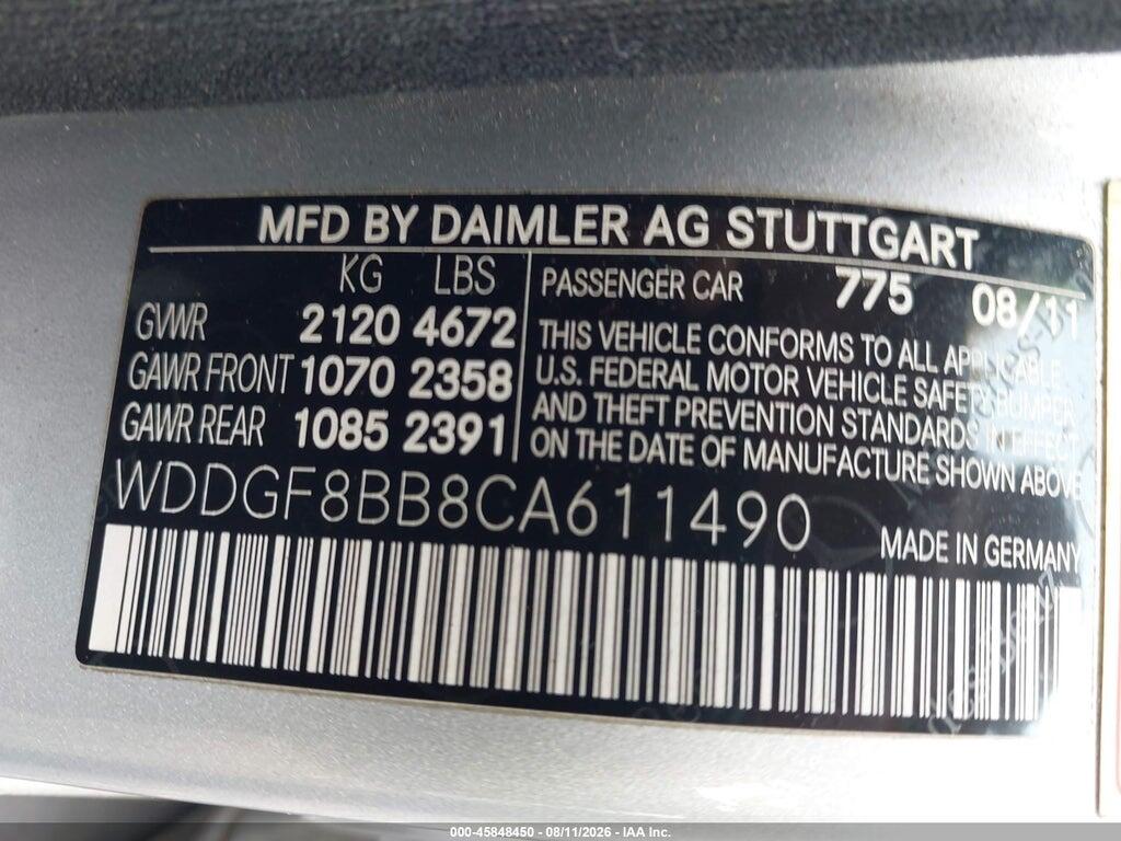 WDDGF8BB8CA611490 2012 MERCEDES-BENZ C 300 photo no. 9