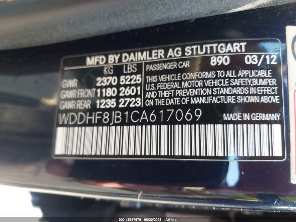 WDDHF8JB1CA617069 2012 MERCEDES-BENZ E 350 photo no. 9