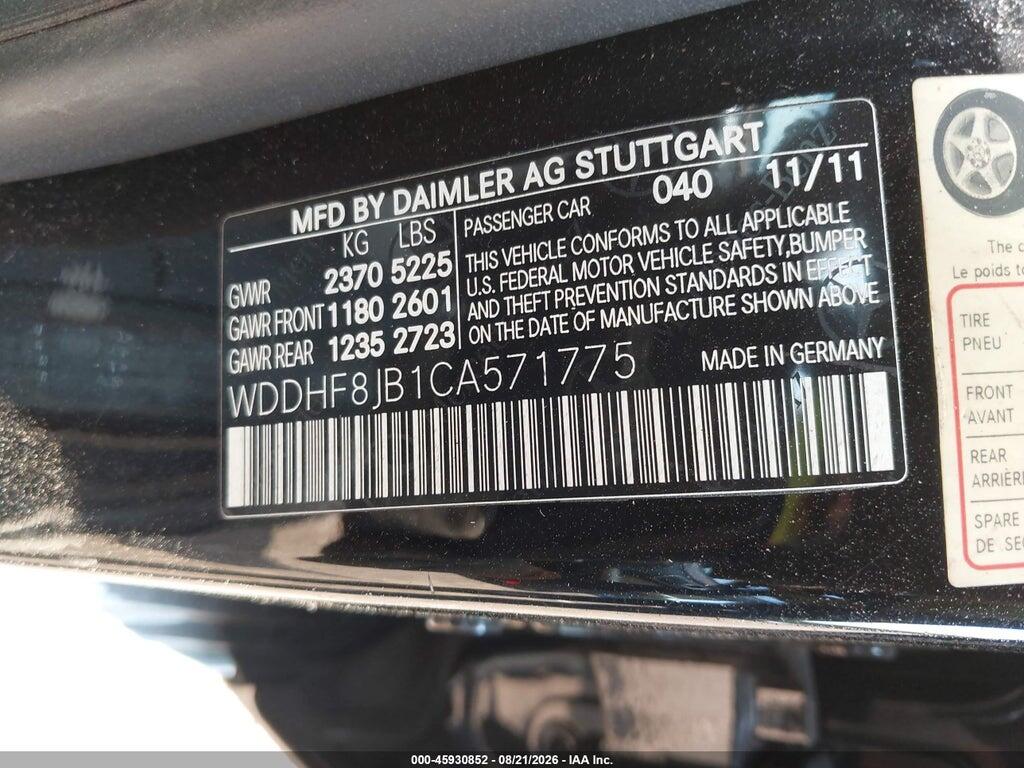 WDDHF8JB1CA571775 2012 MERCEDES-BENZ E 350 photo no. 9