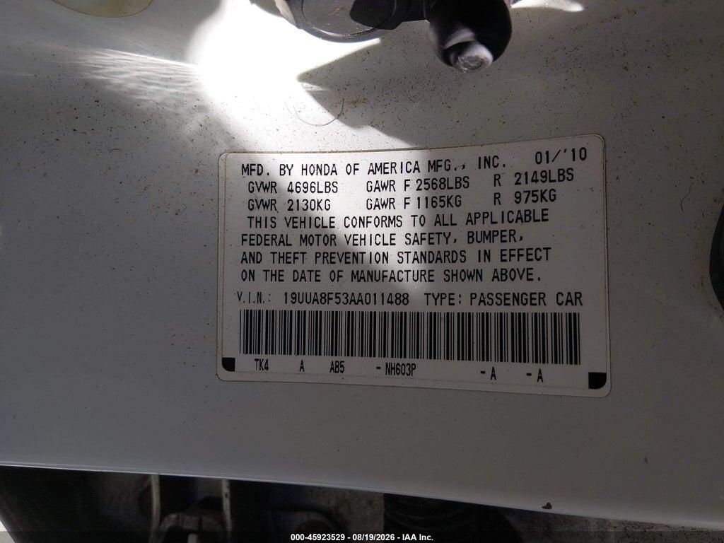 19UUA8F53AA011488 2010 ACURA TL photo no. 9