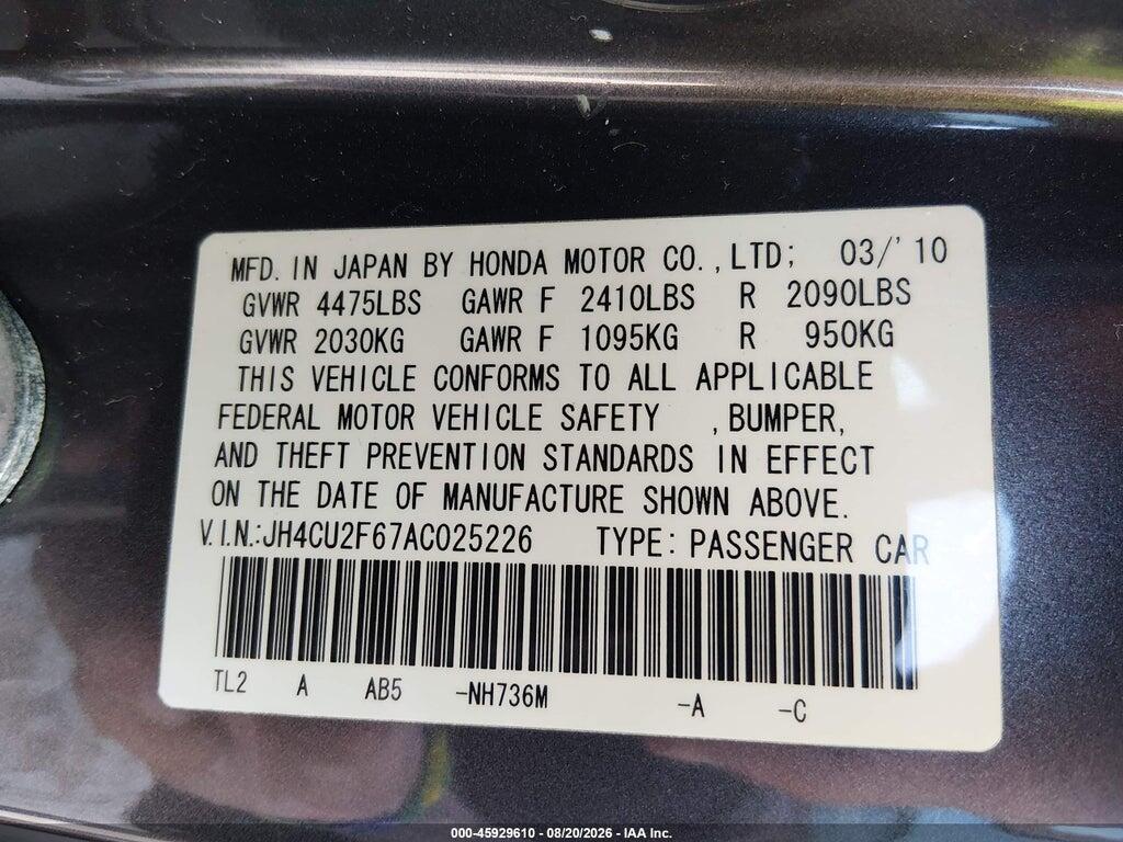 JH4CU2F67AC025226 2010 ACURA TSX photo no. 9