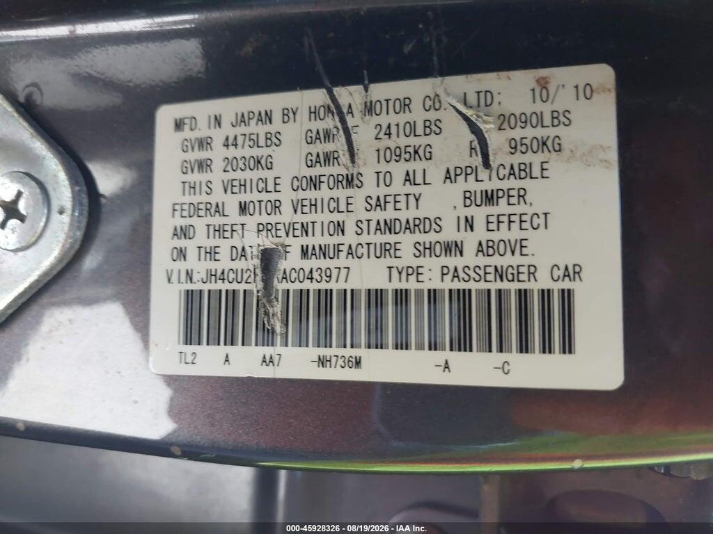 JH4CU2F6XAC043977 2010 ACURA TSX photo no. 12