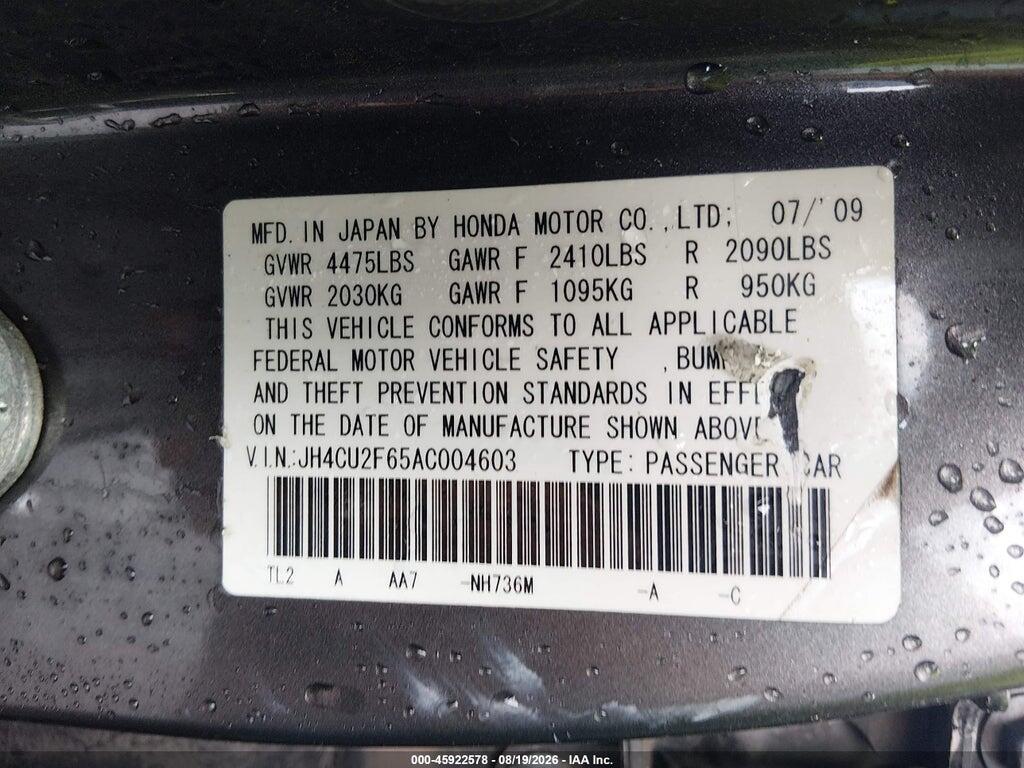 JH4CU2F65AC004603 2010 ACURA TSX photo no. 9