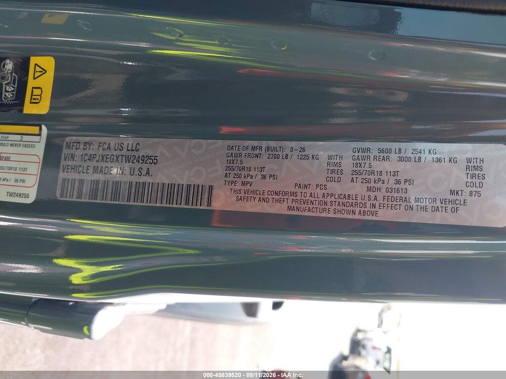 1C4PJXEGXTW249255 2026 JEEP WRANGLER photo no. 9