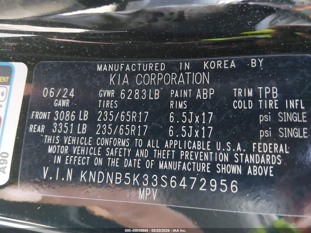 KNDNB5K33S6472956 2025 KIA CARNIVAL MPV photo no. 9