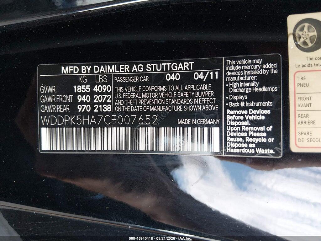 WDDPK5HA7CF007652 2012 MERCEDES-BENZ SLK 350 photo no. 9