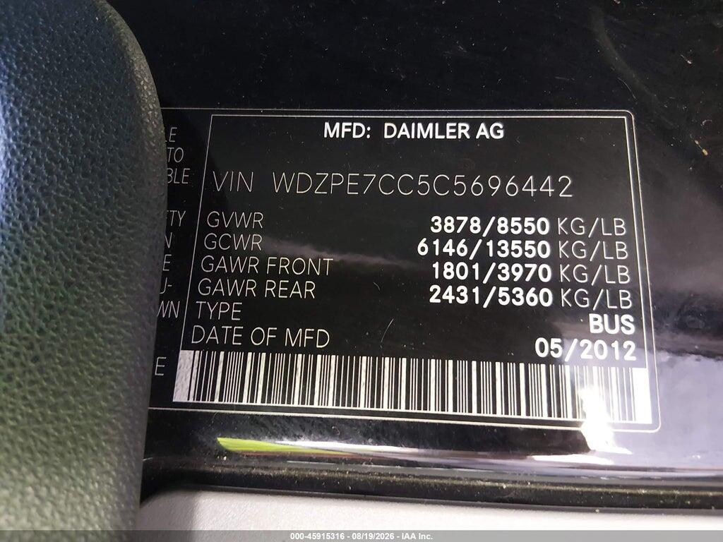 WDZPE7CC5C5696442 2012 MERCEDES-BENZ SPRINTER 2500 photo no. 9