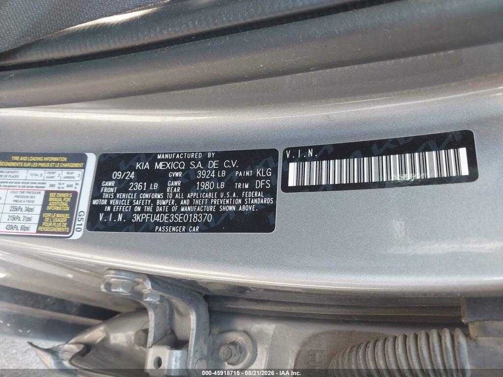 3KPFU4DE3SE018370 2025 KIA K4 photo no. 9