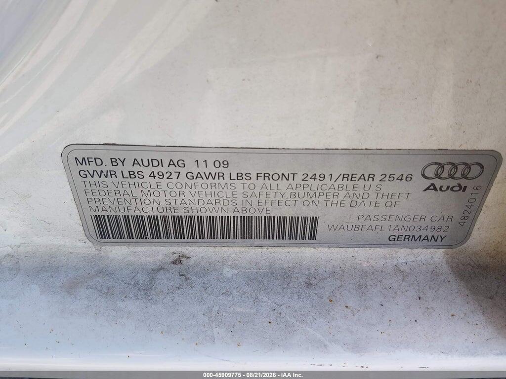 WAUBFAFL1AN034982 2010 AUDI A4 photo no. 9
