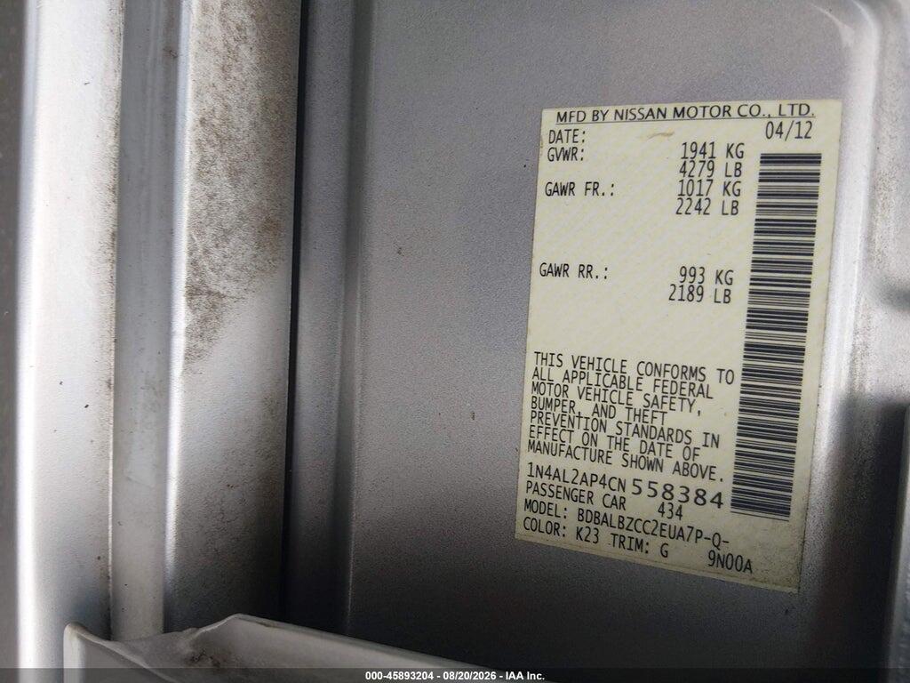 1N4AL2AP4CN558384 2012 NISSAN ALTIMA photo no. 9