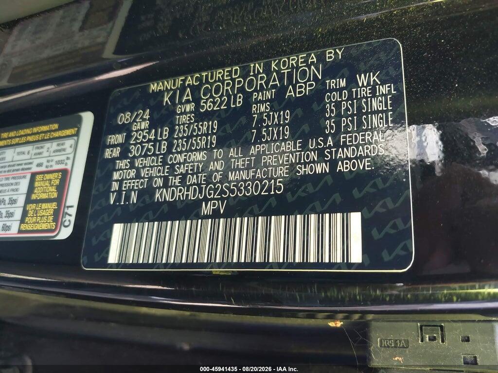 KNDRHDJG2S5330215 2025 KIA SORENTO HYBRID photo no. 9