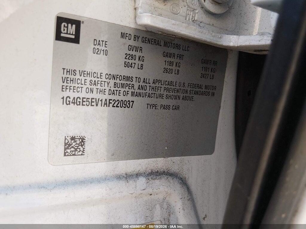 1G4GE5EV1AF220937 2010 BUICK LACROSSE photo no. 9