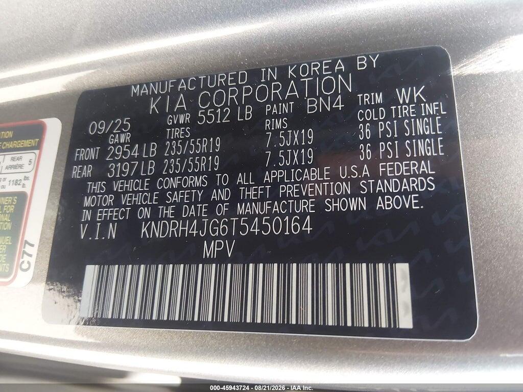 KNDRH4JG6T5450164 2026 KIA SORENTO HYBRID photo no. 9
