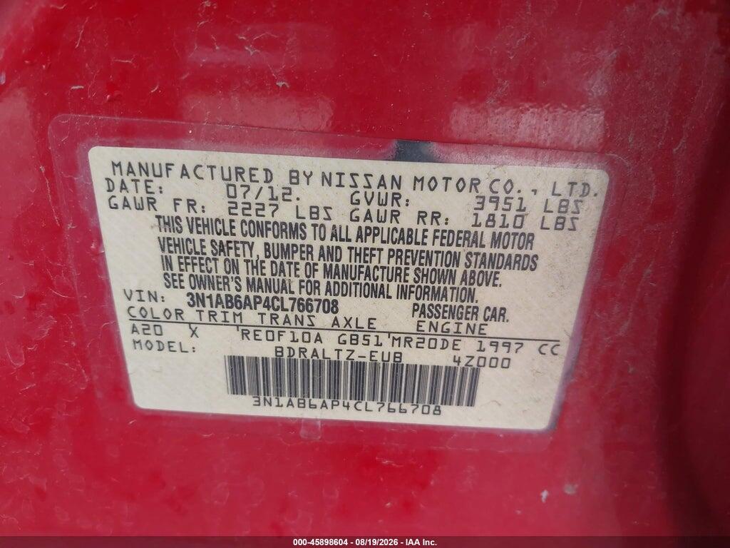 3N1AB6AP4CL766708 2012 NISSAN SENTRA photo no. 9