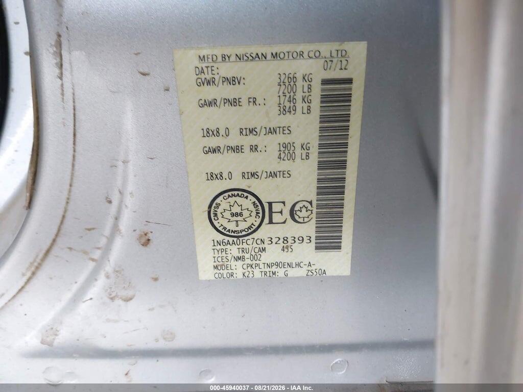 1N6AA0FC7CN328393 2012 NISSAN TITAN photo no. 9