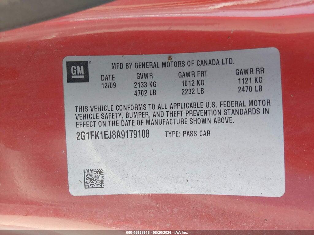 2G1FK1EJ8A9179108 2010 CHEVROLET CAMARO photo no. 9