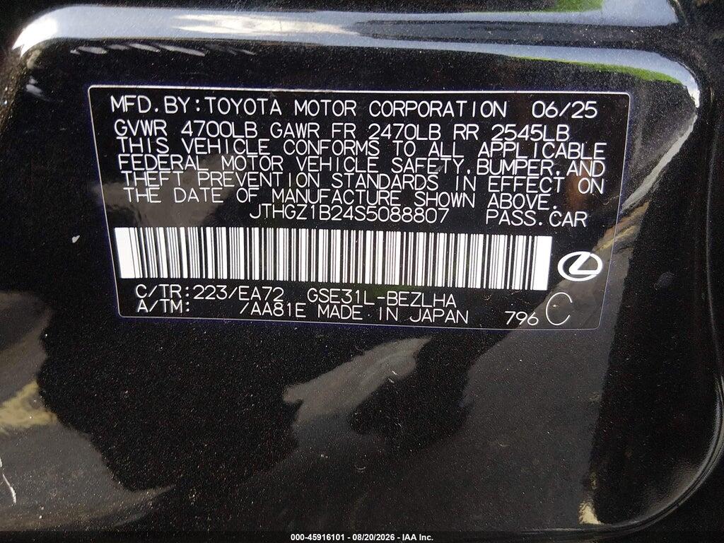 JTHGZ1B24S5088807 2025 LEXUS IS 350 photo no. 9