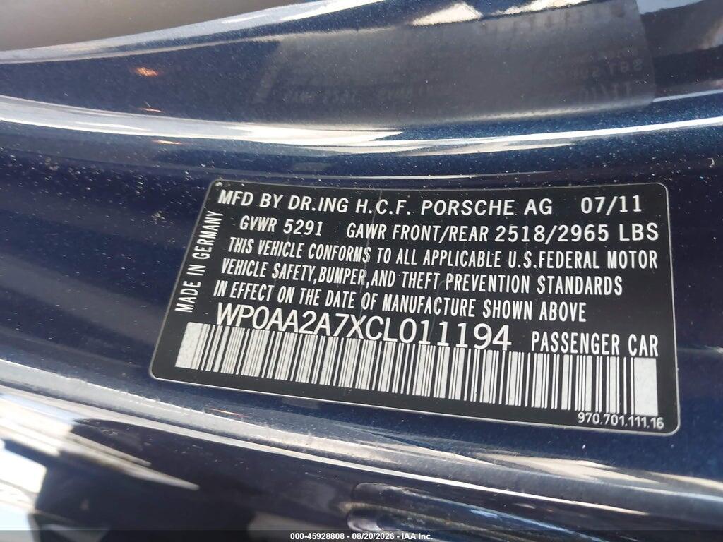 WP0AA2A7XCL011194 2012 PORSCHE PANAMERA photo no. 9