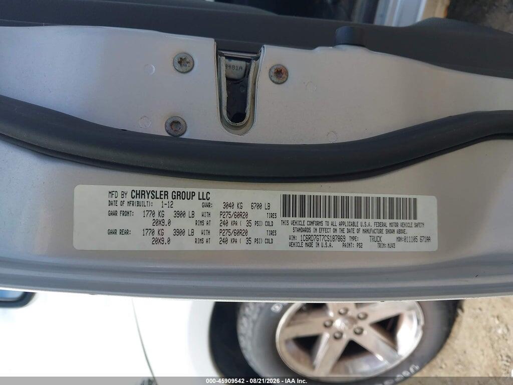 1C6RD7GT7CS187869 2012 RAM 1500 photo no. 9