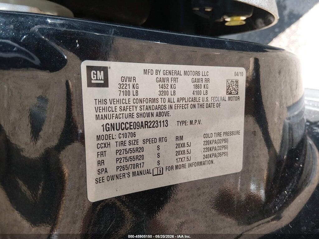 1GNUCCE09AR223113 2010 CHEVROLET TAHOE photo no. 9