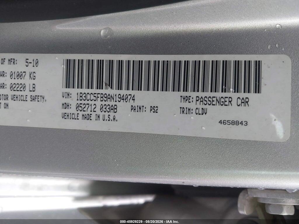 1B3CC5FB9AN194074 2010 DODGE AVENGER photo no. 9