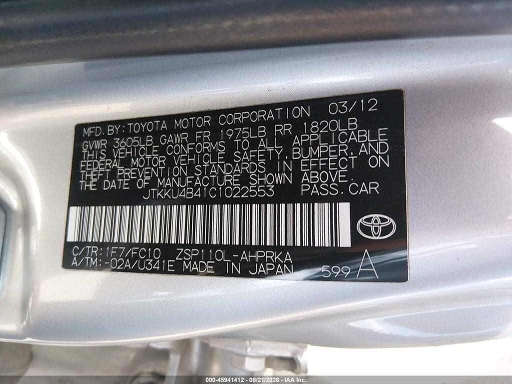 JTKKU4B41C1022553 2012 SCION XD photo no. 9