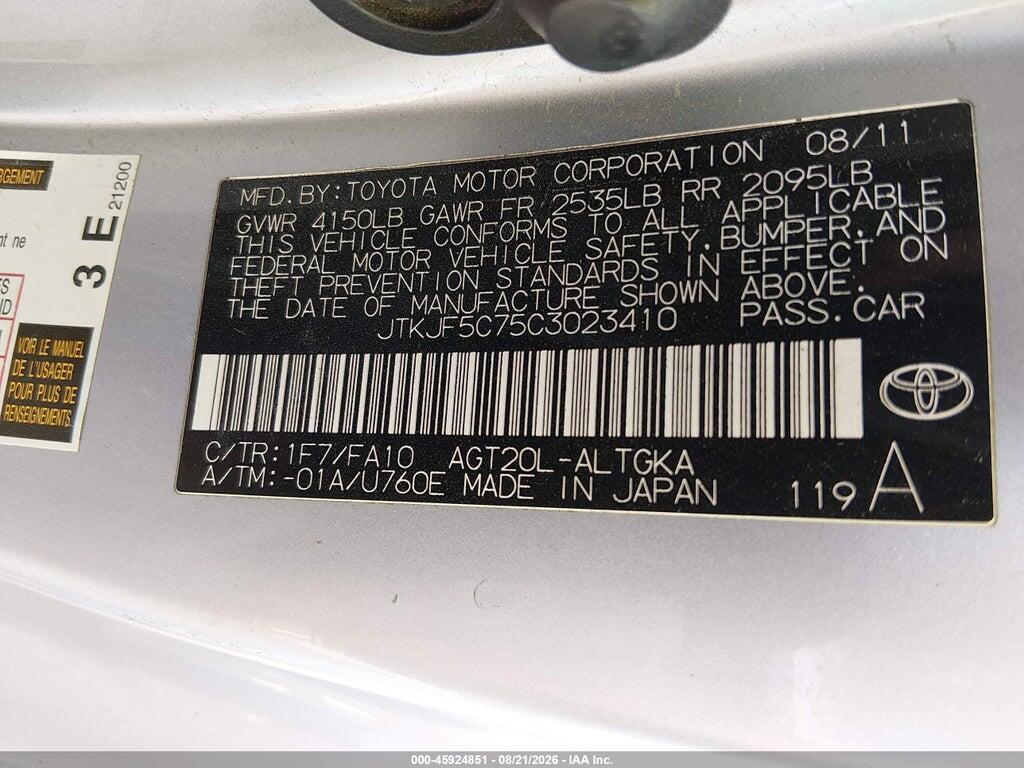 JTKJF5C75C3023410 2012 SCION TC photo no. 9