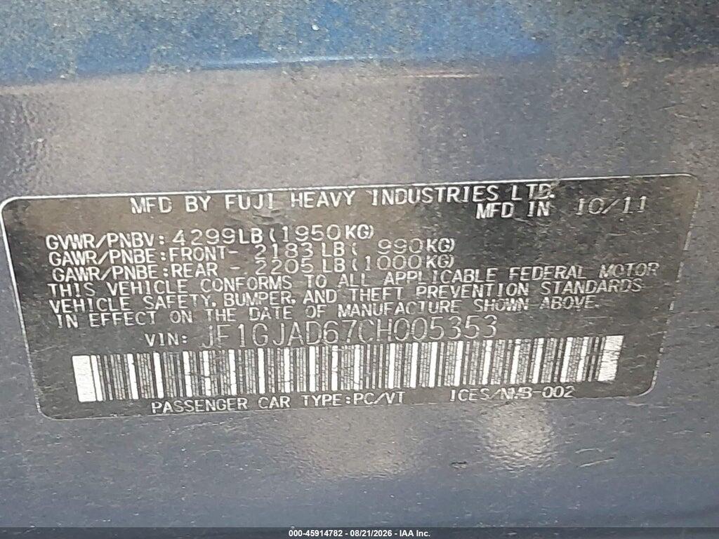 JF1GJAD67CH005353 2012 SUBARU IMPREZA photo no. 9