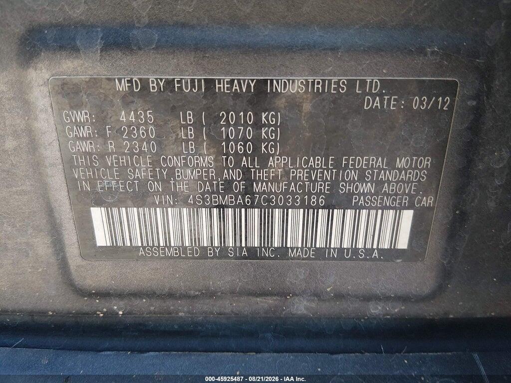 4S3BMBA67C3033186 2012 SUBARU LEGACY photo no. 9