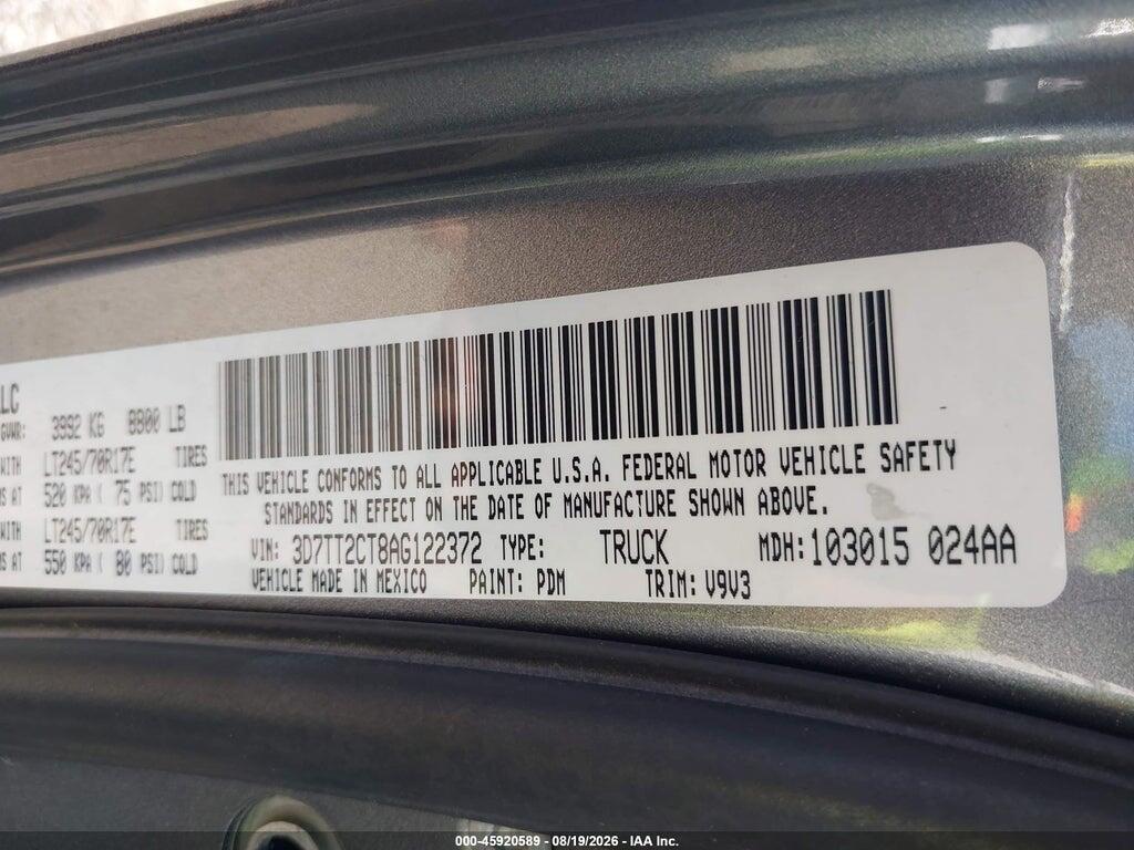 3D7TT2CT8AG122372 2010 DODGE RAM 2500 photo no. 9