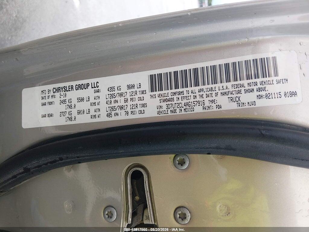 3D7UT2CL4AG157916 2010 DODGE RAM 2500 photo no. 9