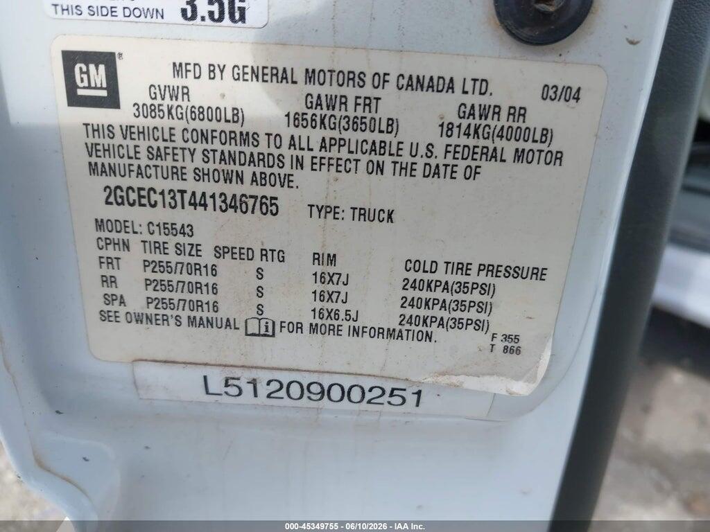 2GCEC13T441346765 2004 CHEVROLET SILVERADO 1500 photo no. 9