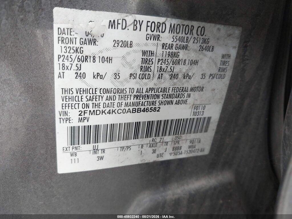 2FMDK4KC0ABB46582 2010 FORD EDGE photo no. 9