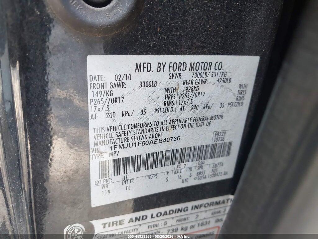 1FMJU1F50AEB49736 2010 FORD EXPEDITION photo no. 9
