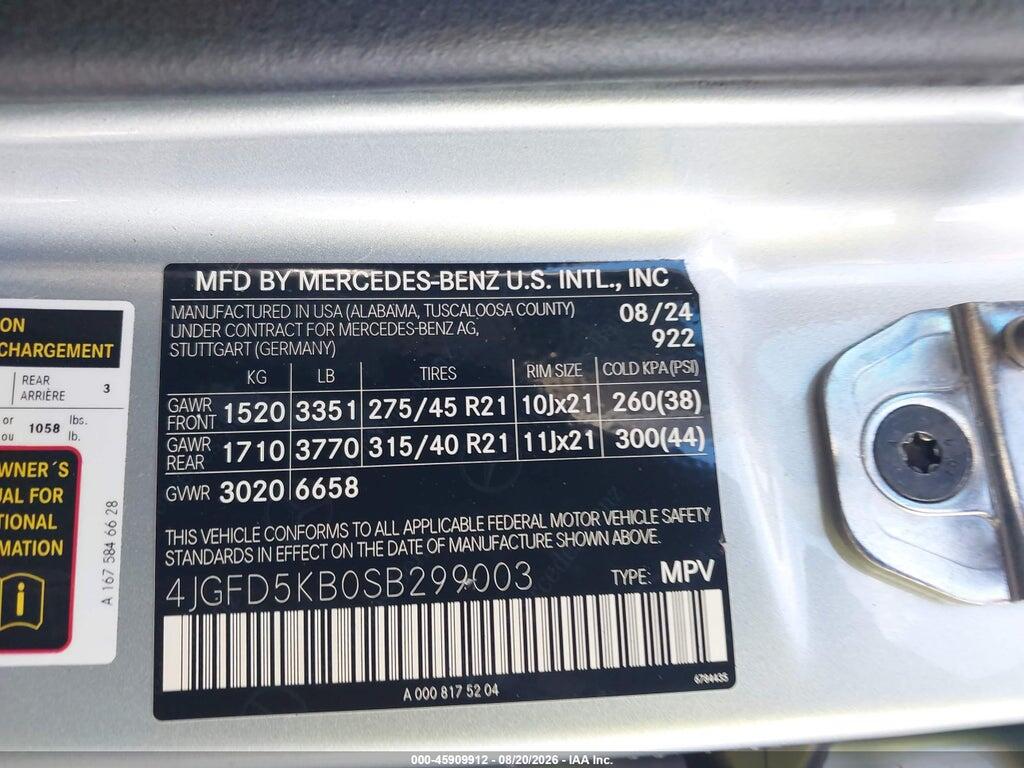 4JGFD5KB0SB299003 2025 MERCEDES-BENZ GLE 450 COUPE photo no. 9