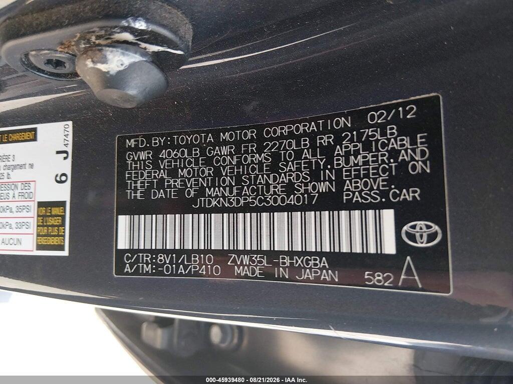 JTDKN3DP5C3004017 2012 TOYOTA PRIUS PLUG-IN photo no. 9