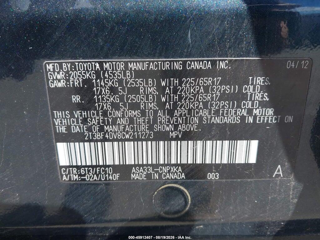 2T3BF4DV8CW211273 2012 TOYOTA RAV4 photo no. 9