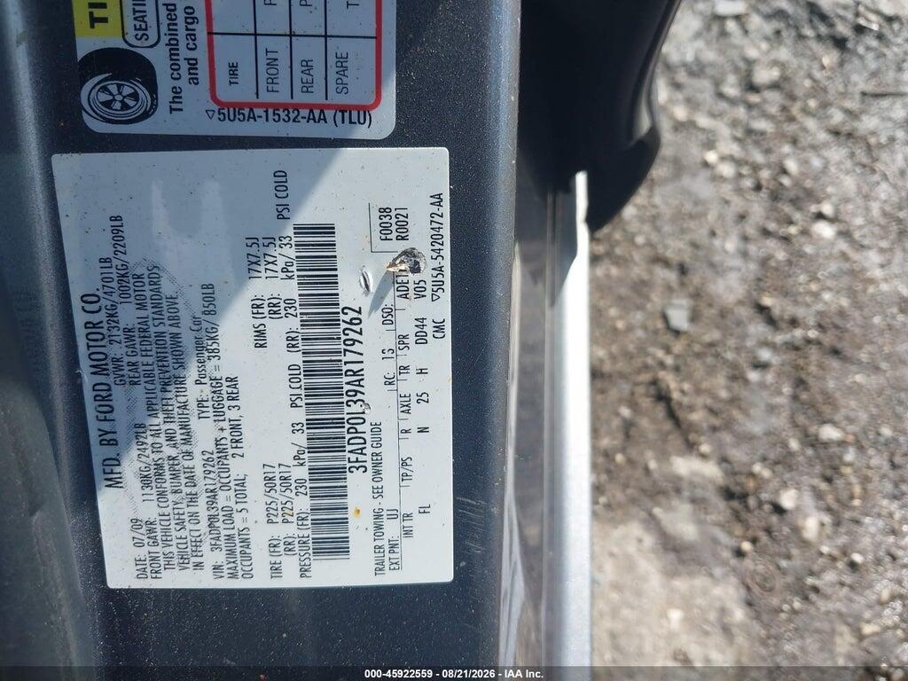 3FADP0L39AR179262 2010 FORD FUSION HYBRID photo no. 9