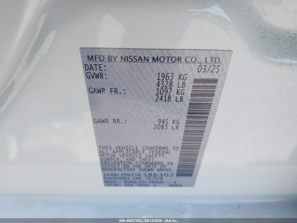 1N4BL4DV2SN386302 2025 NISSAN ALTIMA photo no. 9